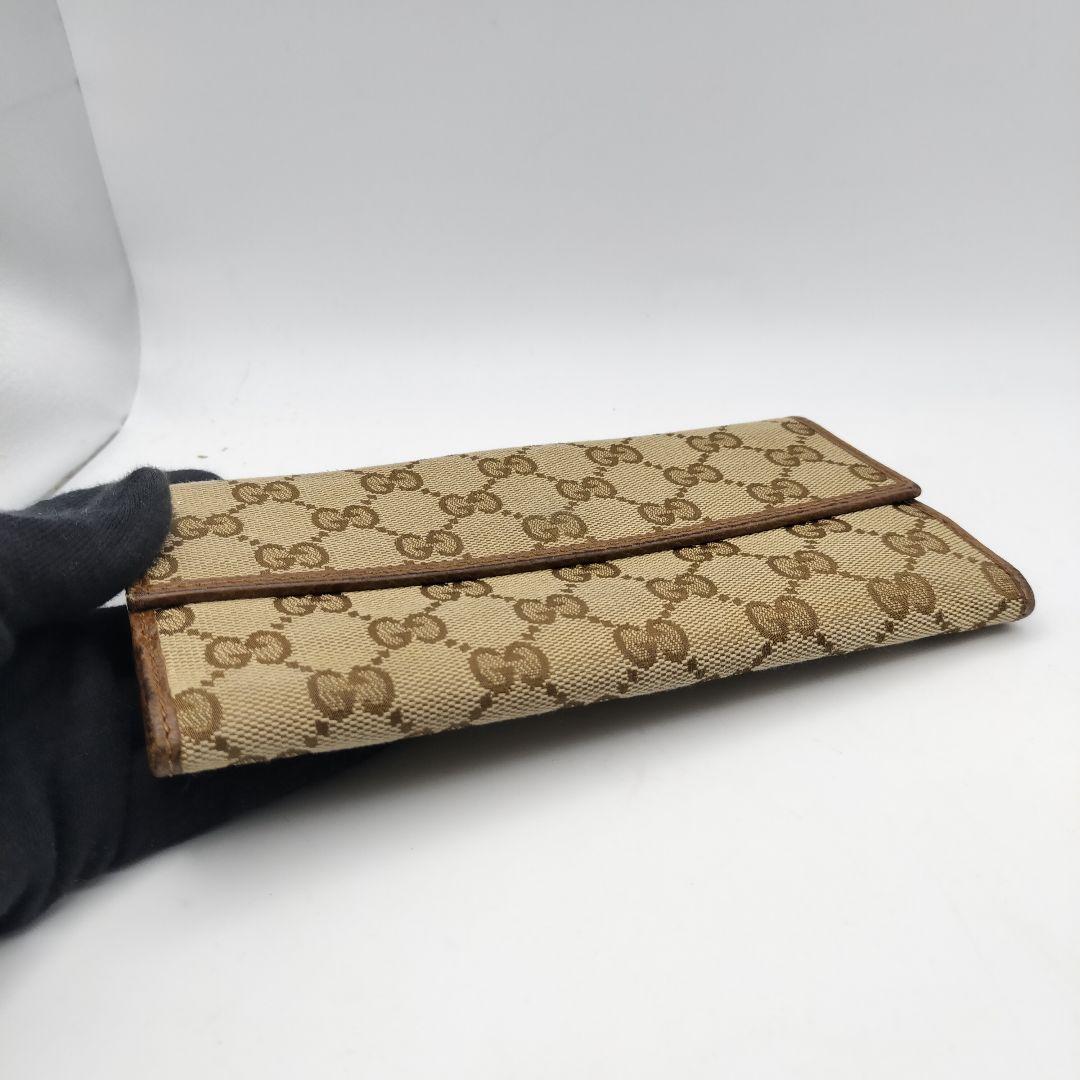グッチ　長財布　財布　ウォレット　GGキャンバス　ブラウン