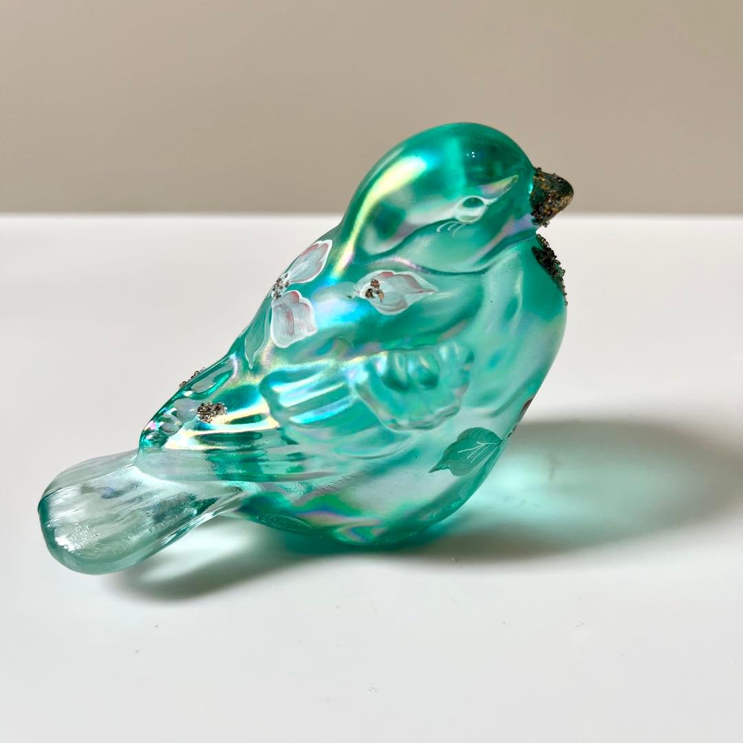 フェントン　鳥　ガラス　置物　ペーパーウェイト