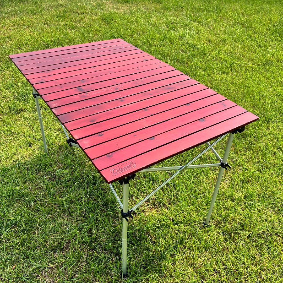 【使用感少】コールマン Coleman ウッドロールテーブル 廃盤カラー