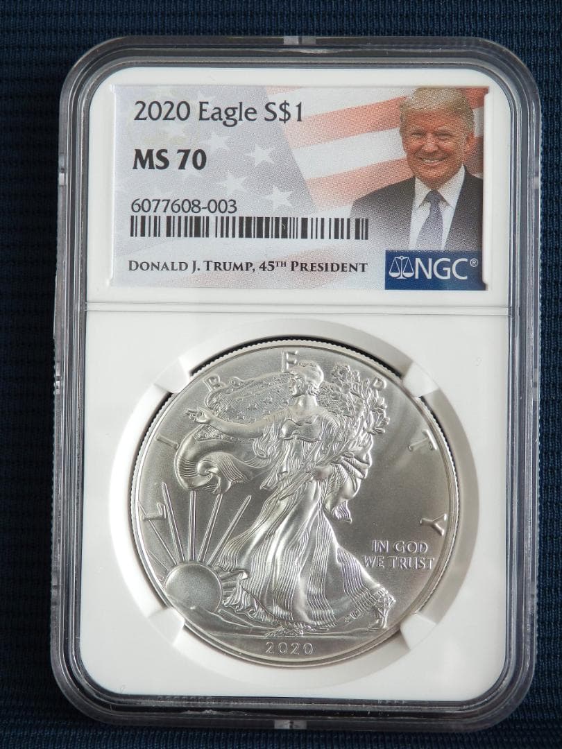 アメリカ2020年 イーグル1ドル銀貨　トランプラベル　　NGC：MS70