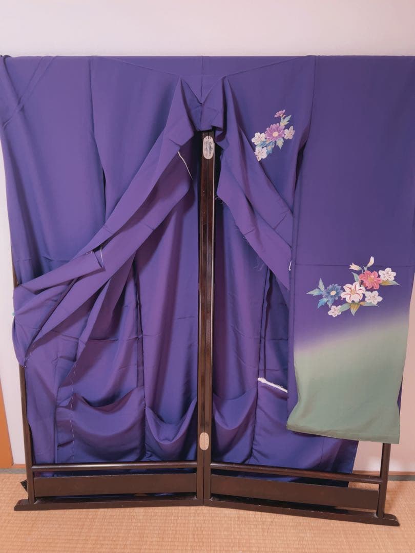 [未使用] 未仕立て 振袖 仮絵羽 刺繍 フラワーシーズン 着物 訪問着