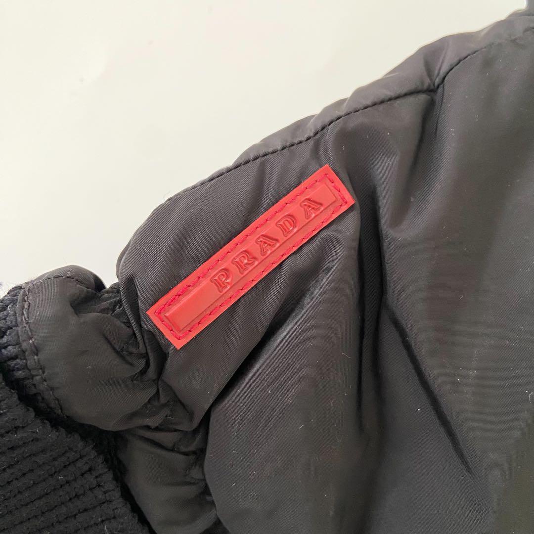 極美品　prada sport globe 耐久良　鹿レザー切り替え　中綿手袋