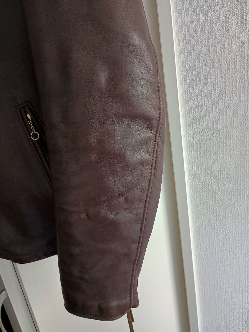 Schott ブラウンレザーシングルライダースジャケット