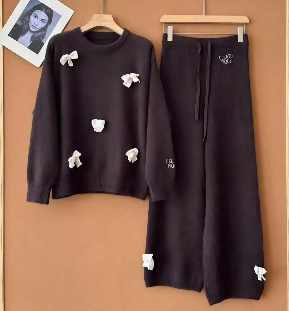 ジェラピケ　リボンプルオーバー　ロングパンツセット上下セット
