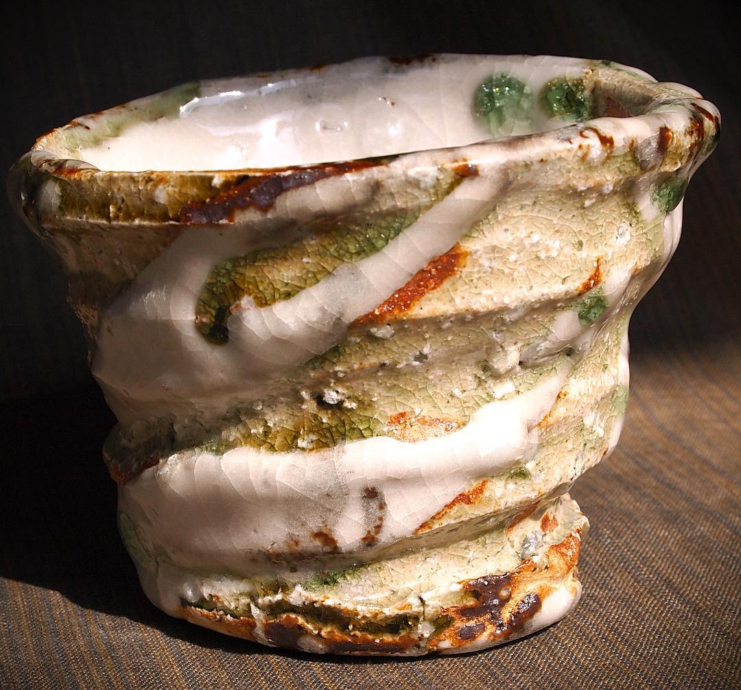 個展作品★村越琢磨【師：梅原武平】志野織部フリーカップＢ★ビードロ