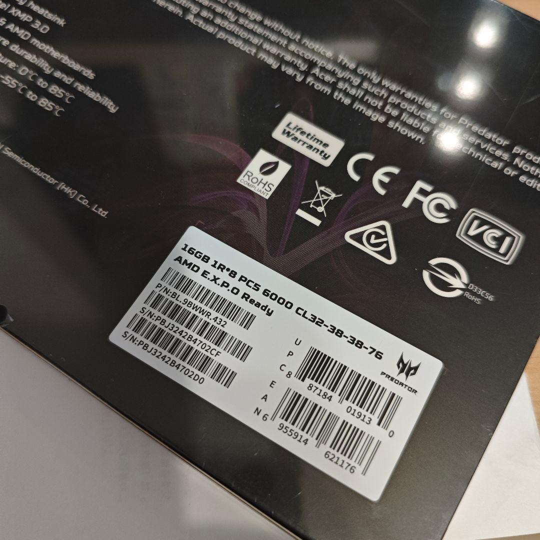 新品未開封 DDR5 6000 DDR5-6000 PC5-48000 32GB