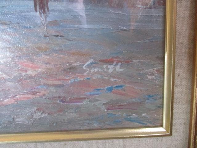 油絵　絵画　額入り　肉筆　風景画　パリ　作者不明　大きい　ガラス込み　F10号