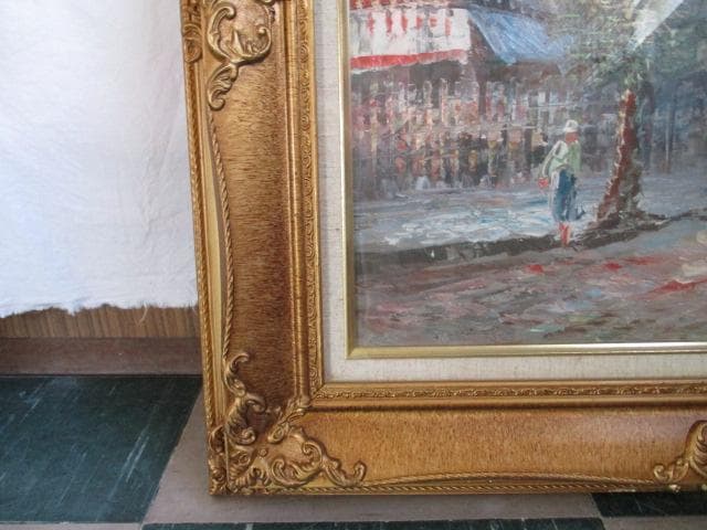 油絵　絵画　額入り　肉筆　風景画　パリ　作者不明　大きい　ガラス込み　F10号