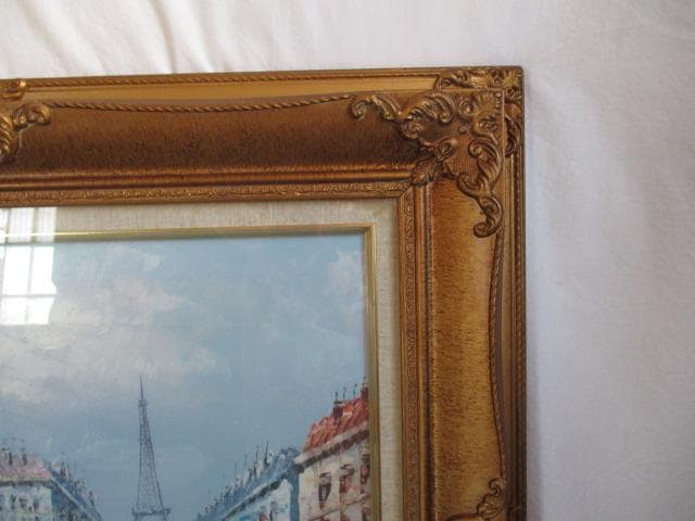 油絵　絵画　額入り　肉筆　風景画　パリ　作者不明　大きい　ガラス込み　F10号