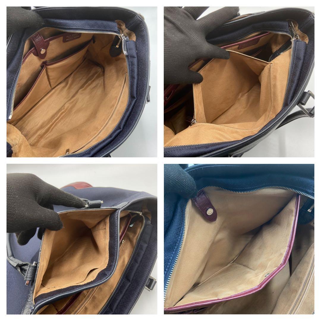 希少　ペッレモルビダ　ヘンリーコットンズ　ビジネスバッグ　レザー　ネイビー