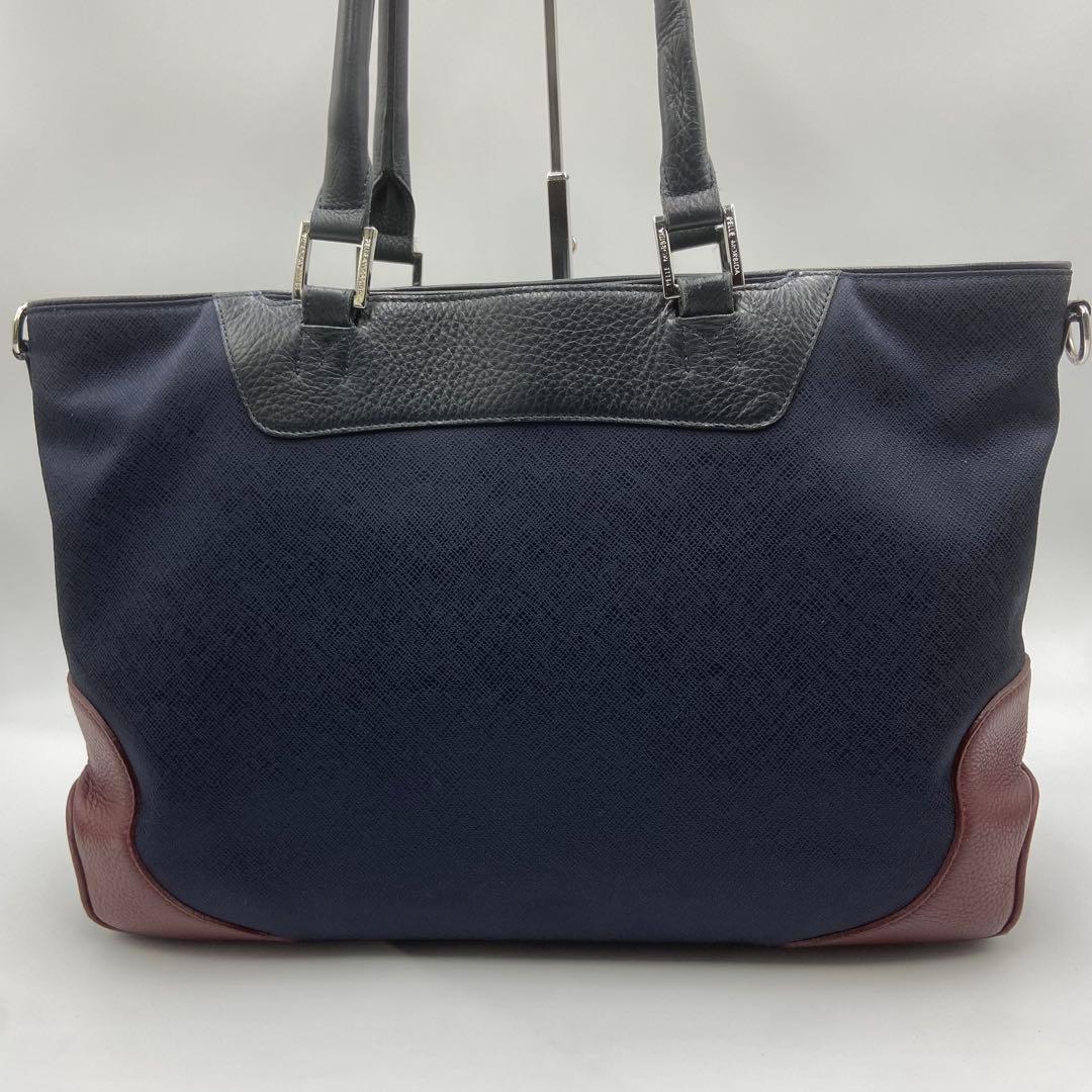 希少　ペッレモルビダ　ヘンリーコットンズ　ビジネスバッグ　レザー　ネイビー