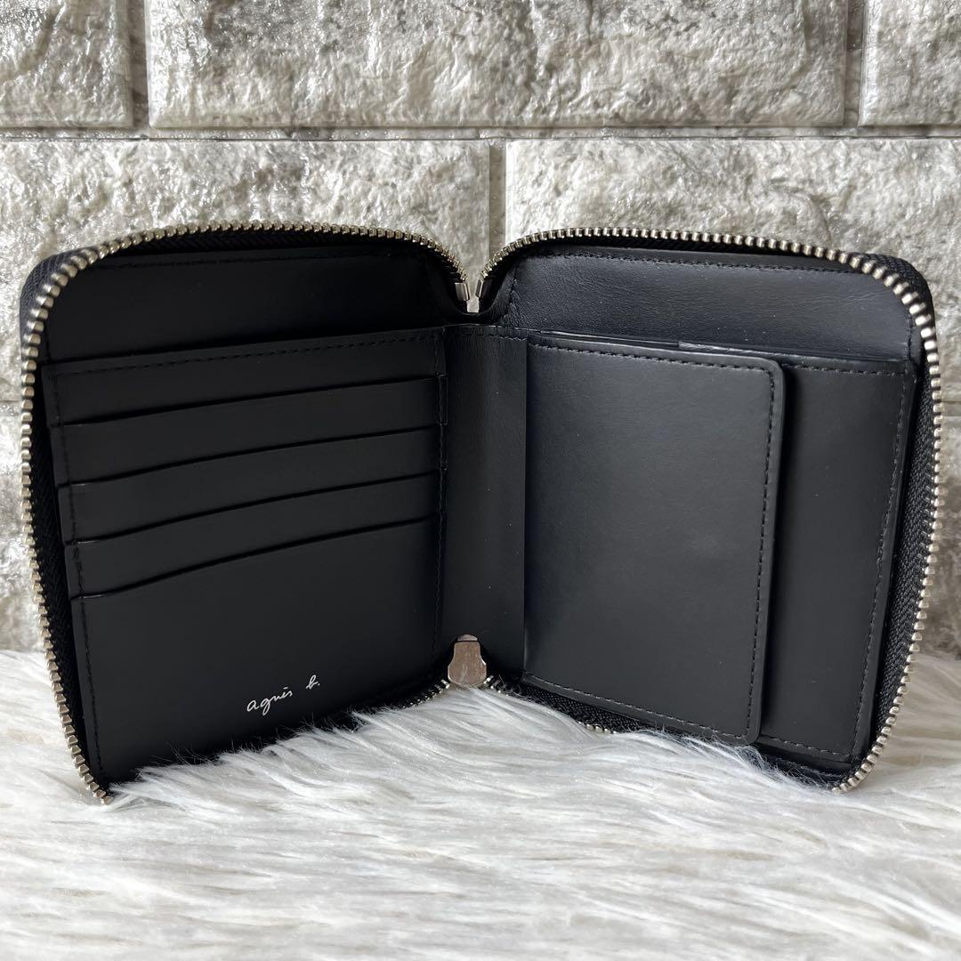 【新品未使用】アニエスベー　バイカラー　レザー　二つ折り財布