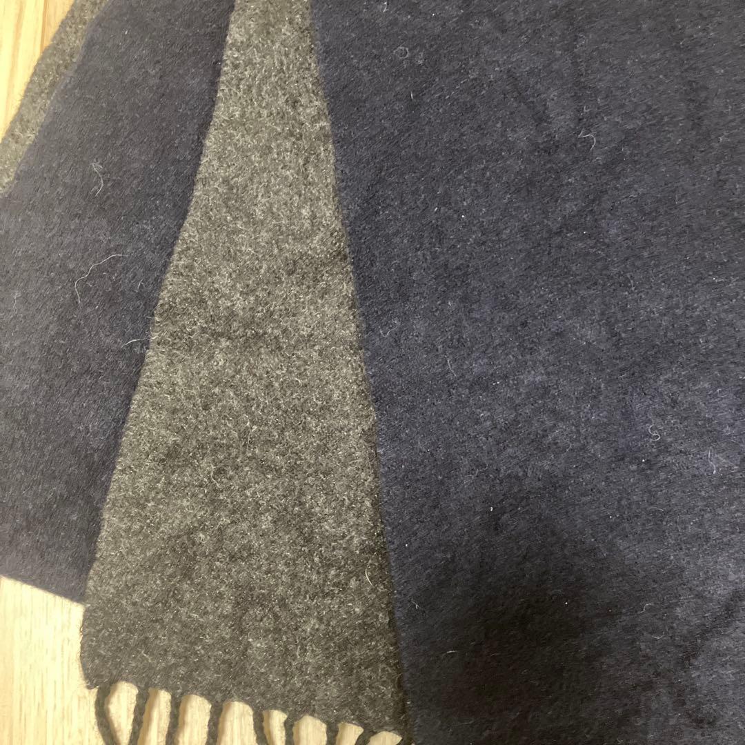 PIACENZAピアチェンツァシルクカシミヤマフラー ネイビー×チャコールグレー