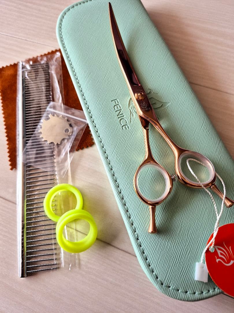 新品★フェニーチェ カーブシザー★ギザ刄 トリミングシザー6.5インチ