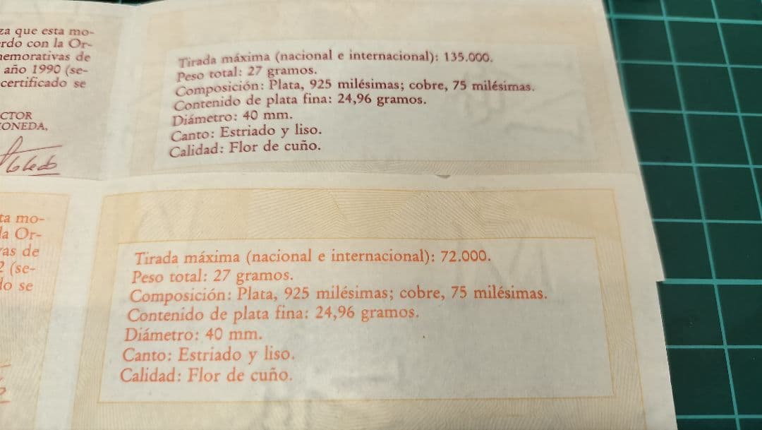 1992年 バルセロナオリンピック記念銀貨2000ペセタ×２枚