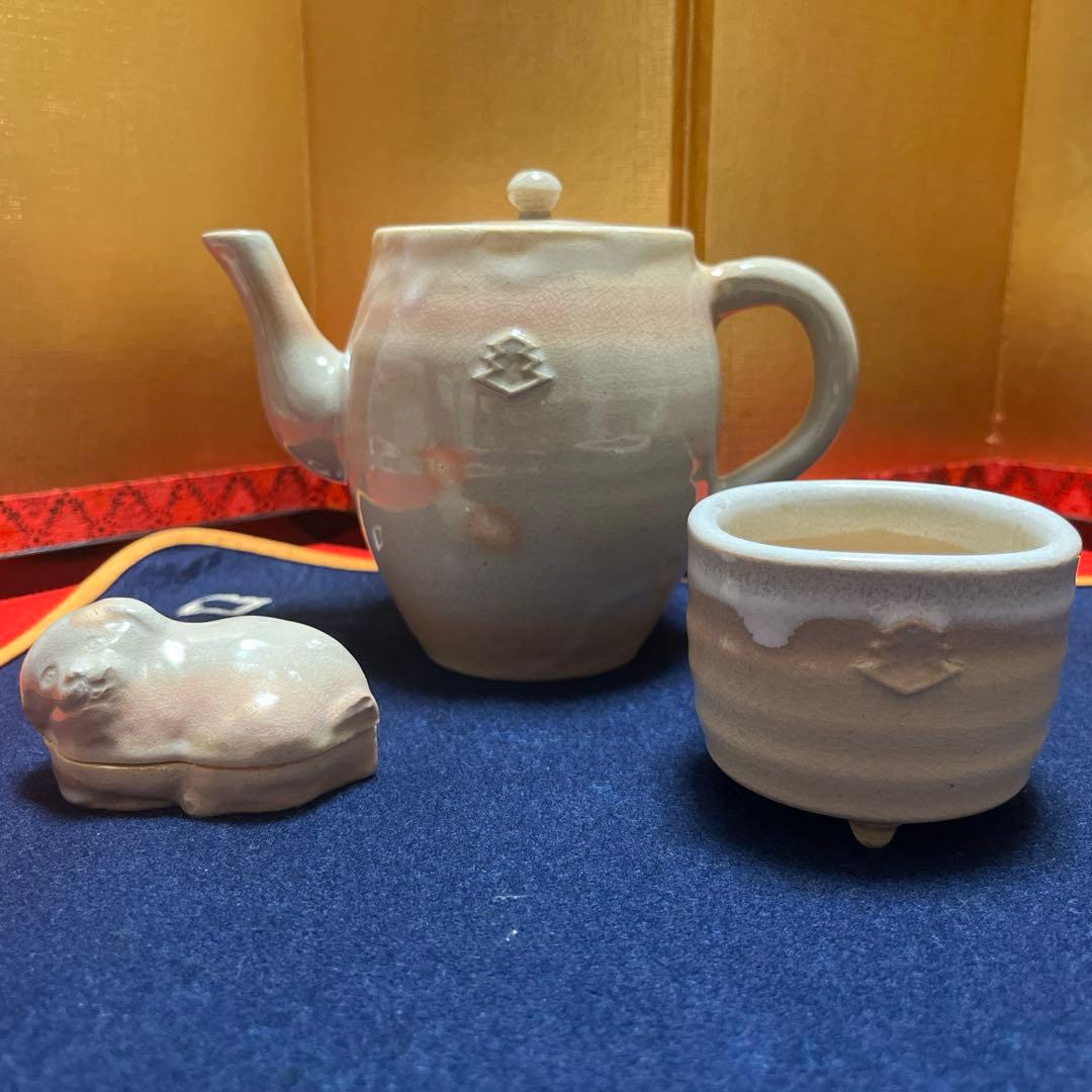 小笠原流煎茶　萩焼　水差し、香炉、香合　セット