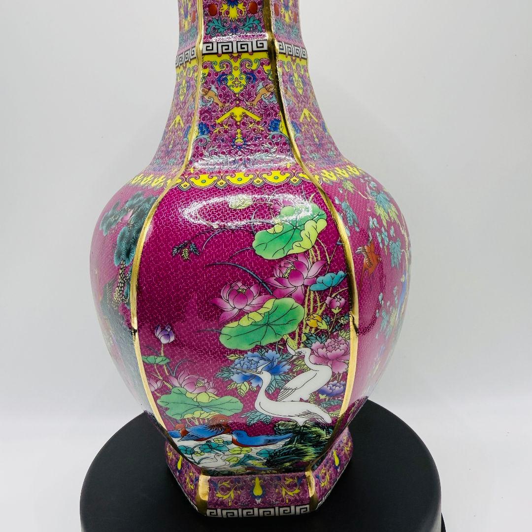 R107 ほうろう彩色 花瓶（かびん）陶磁器 アンティーク