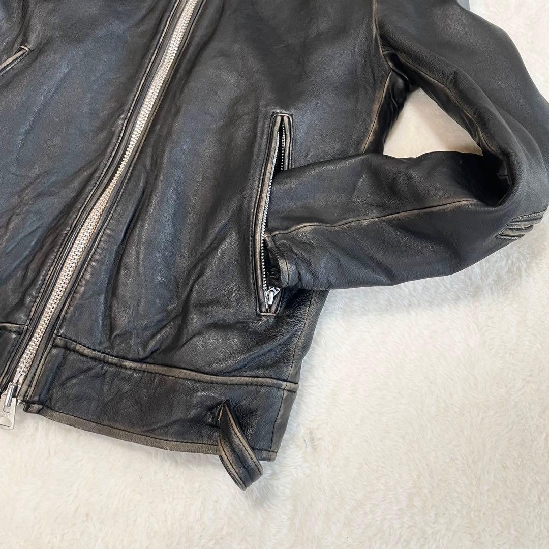 ✨️希少ダメージ加工✨️ナノユニバース　シングルライダース　キルティング　黒