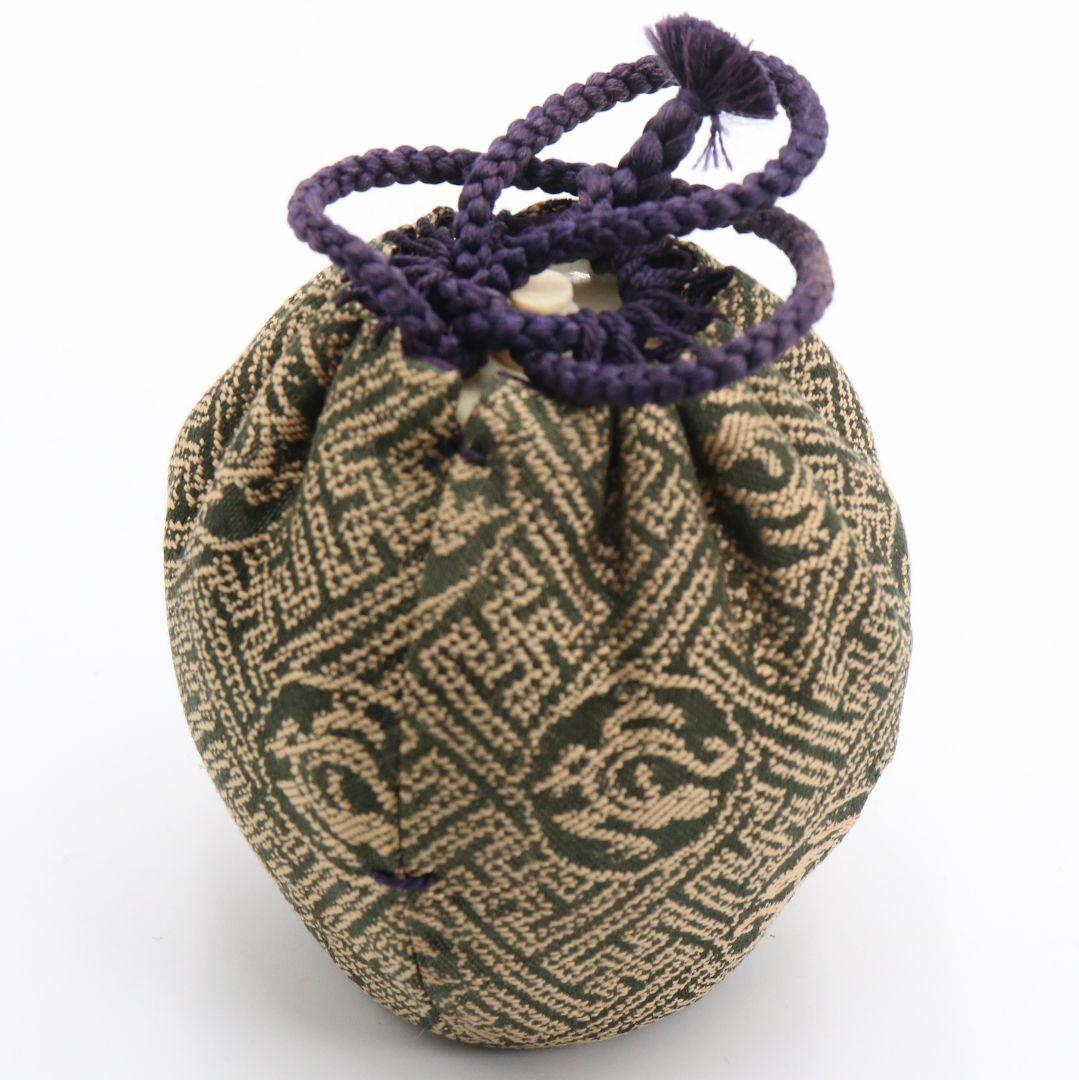 桶谷定一作 高取焼 文琳茶入 細川緞子仕覆付 茶道具 共箱　V543　DC3