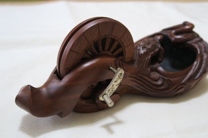 墨壺　亀と鶴 木製　大工道具