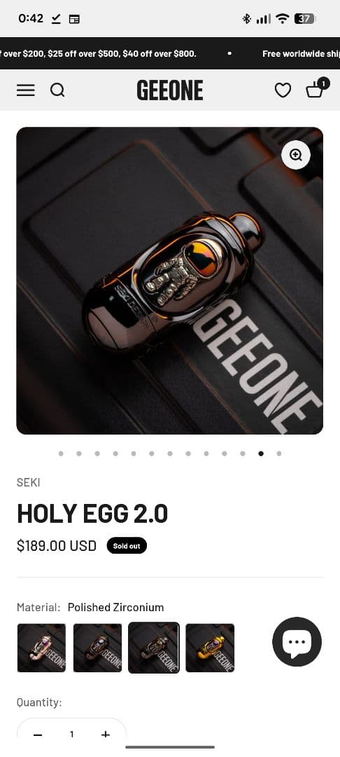 「正規品」SEKI　HOLY EGG　ジルコニウム　フィジェットトイ　EDC