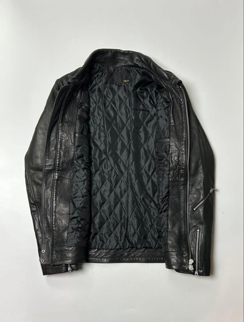 Acoustic ブラック　レザー　シングルライダースジャケット　Lサイズ