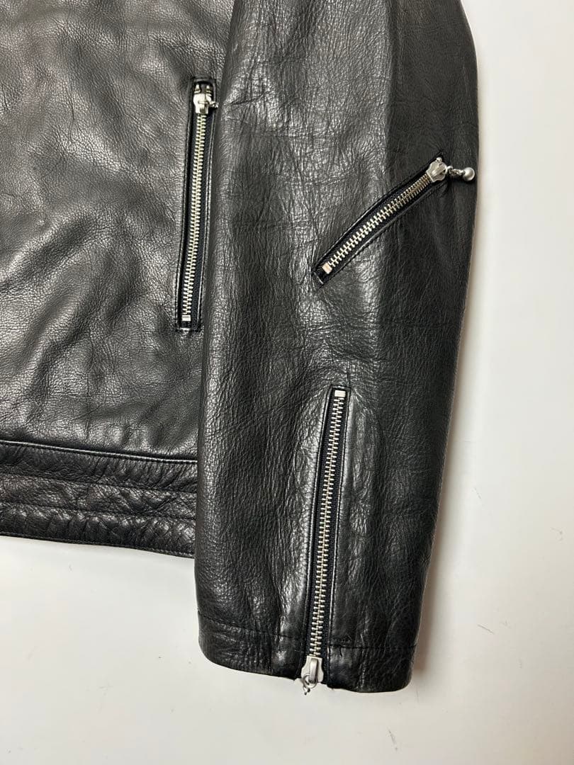 Acoustic ブラック　レザー　シングルライダースジャケット　Lサイズ
