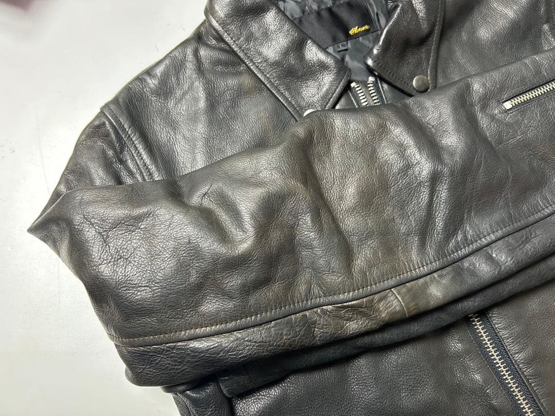 Acoustic ブラック　レザー　シングルライダースジャケット　Lサイズ