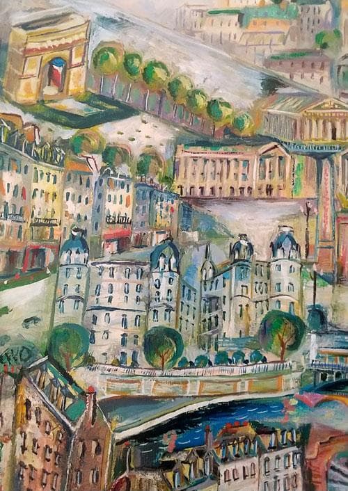 小澤勇寿朗 油絵 F20号キャンバス、木枠 パリの街　サイン入り真作