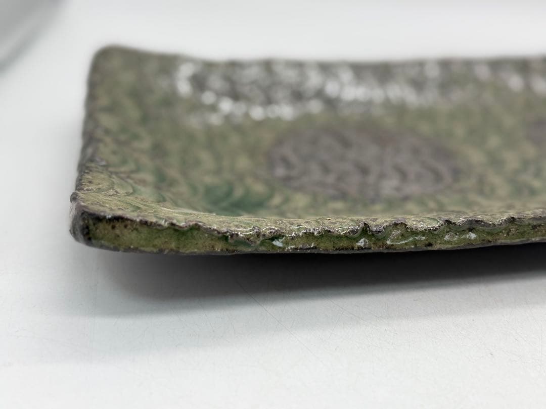 坂田甚内作　灰釉波紋長皿　懐石料理　送料込み250611