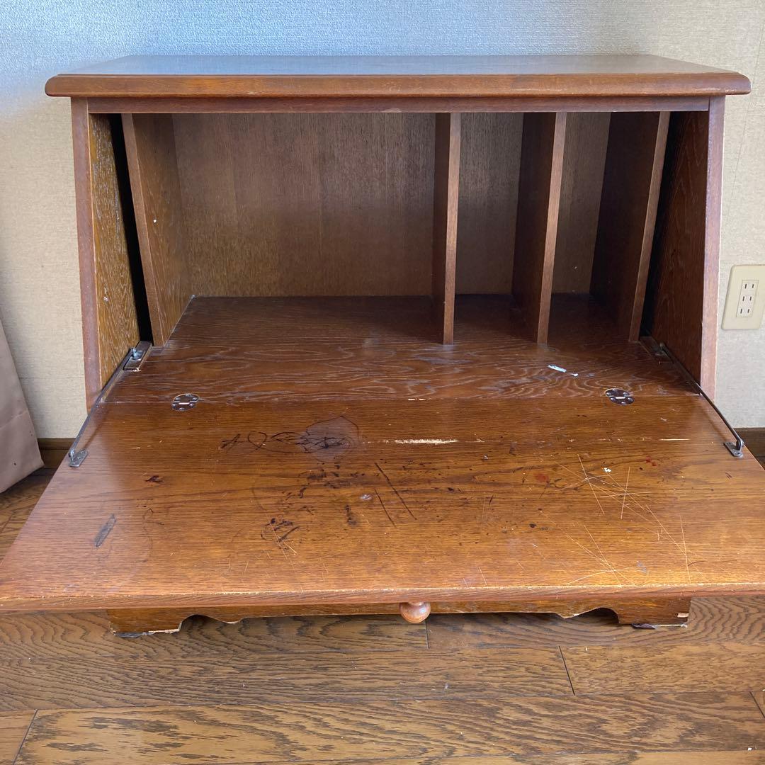 越後民芸　ライティングビューロー木製座卓 引き出し付き