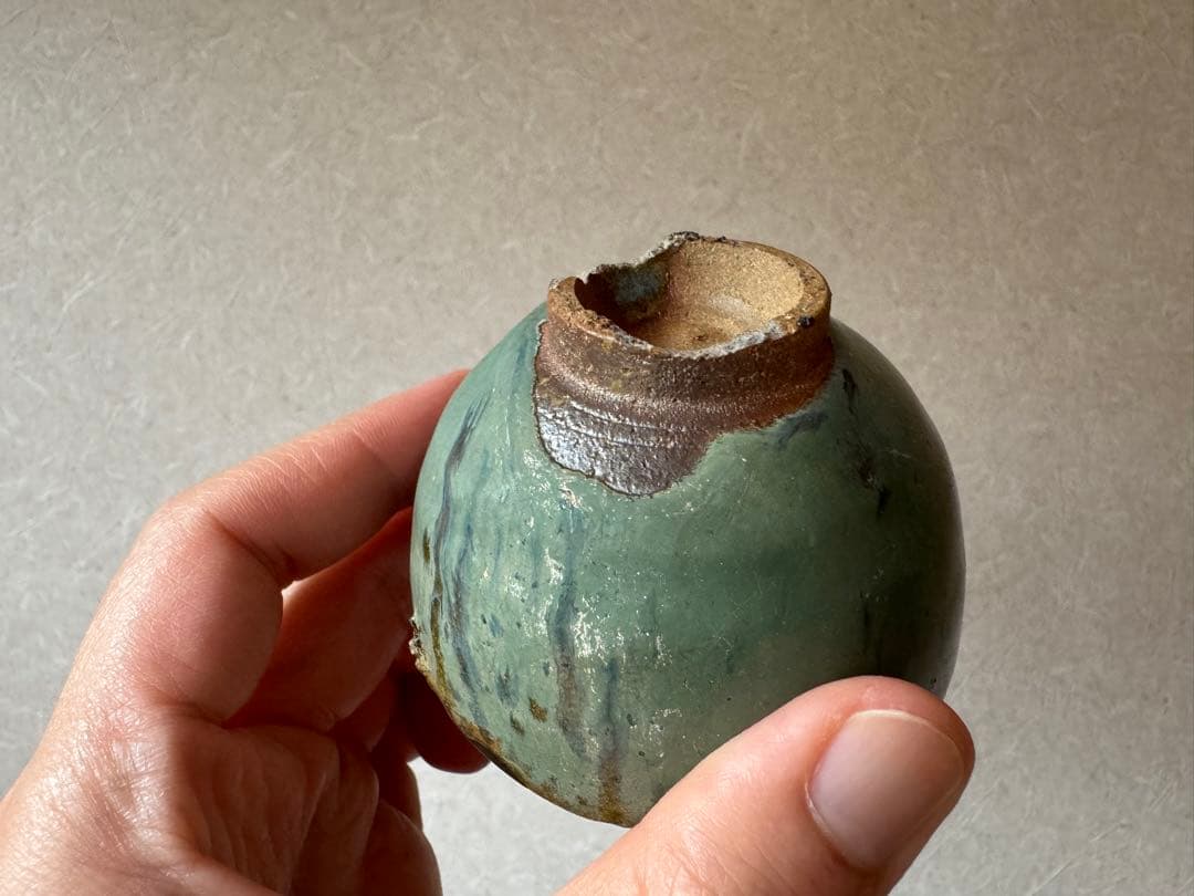 古唐津　緑釉杯　ぐいのみ　桃山〜江戸初期