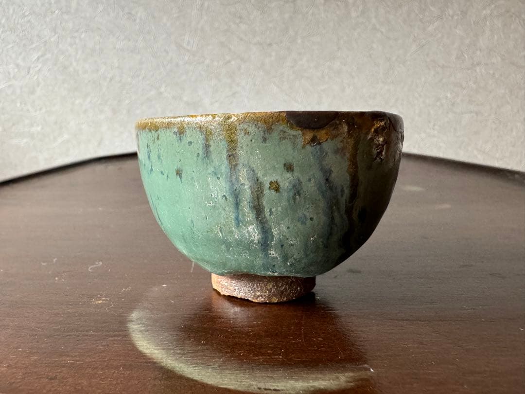 古唐津　緑釉杯　ぐいのみ　桃山〜江戸初期