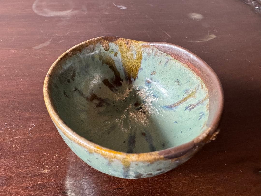 古唐津　緑釉杯　ぐいのみ　桃山〜江戸初期