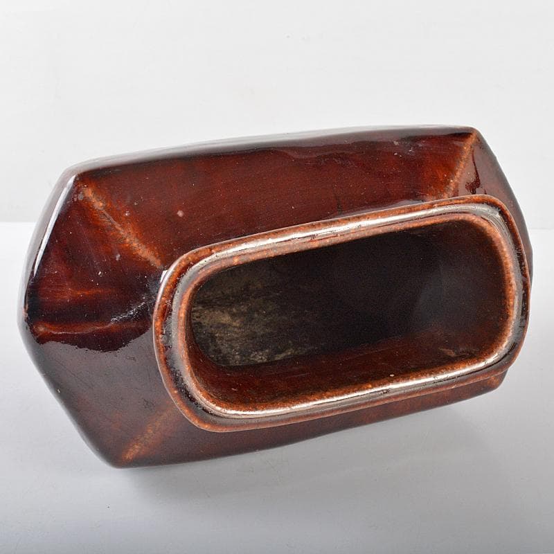 中国　紅釉　面取六角瓶　V　R5455B