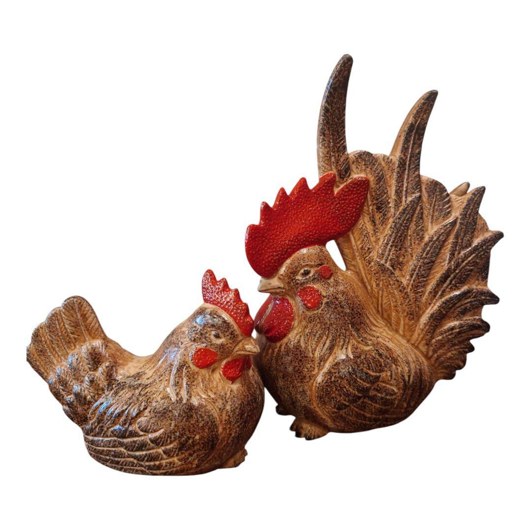 縁起物 陶器製 鶏の置物セット 昭和40年代 当時物