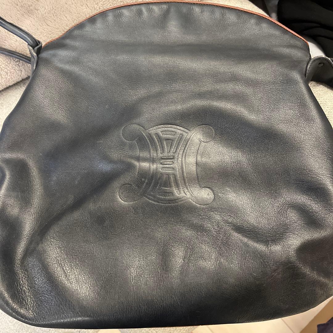 セリーヌ　黒 レザー ショルダーバッグ