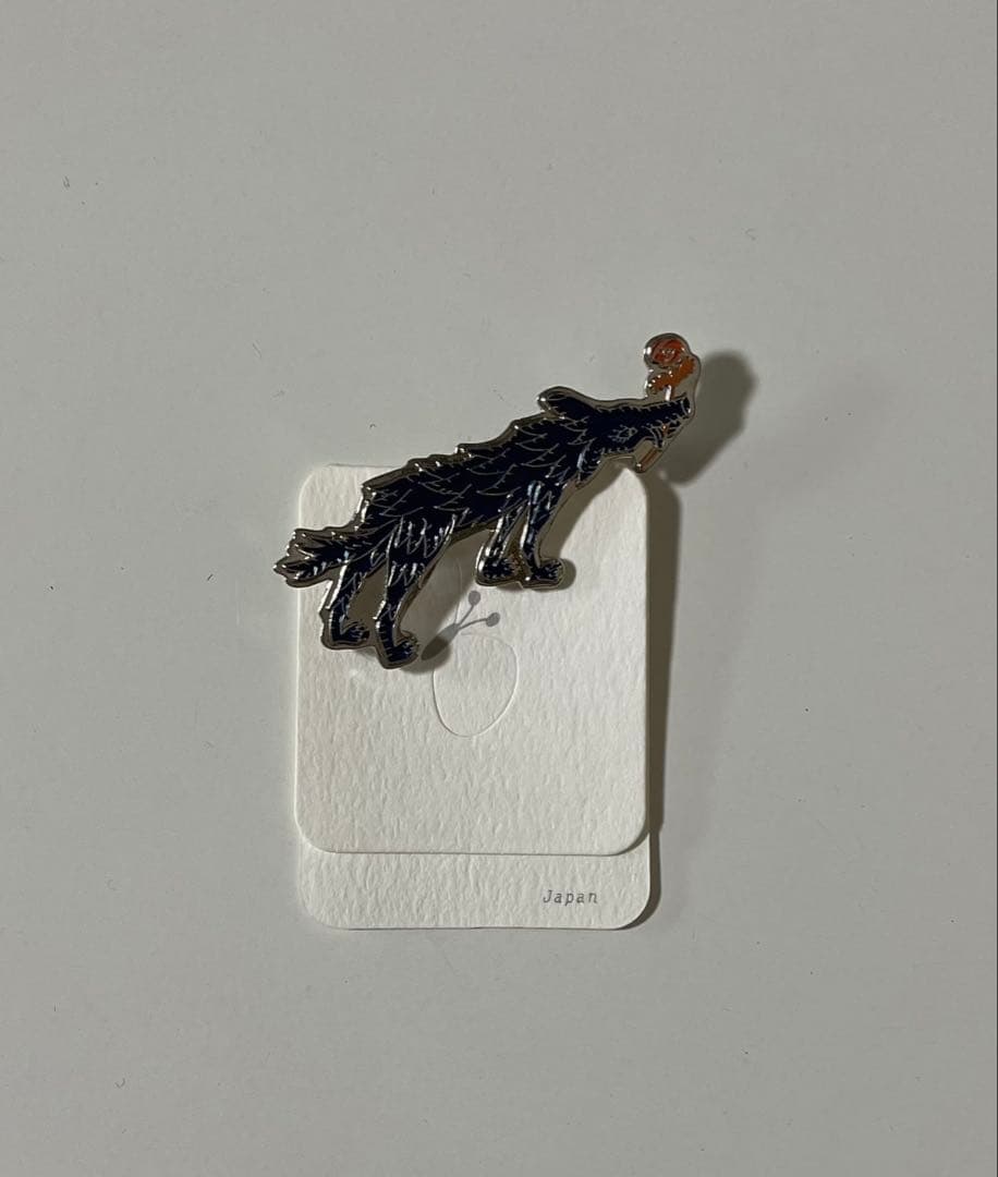 未使用　ミナペルホネンwolf&flower ブローチ　ネイビー×オレンジ