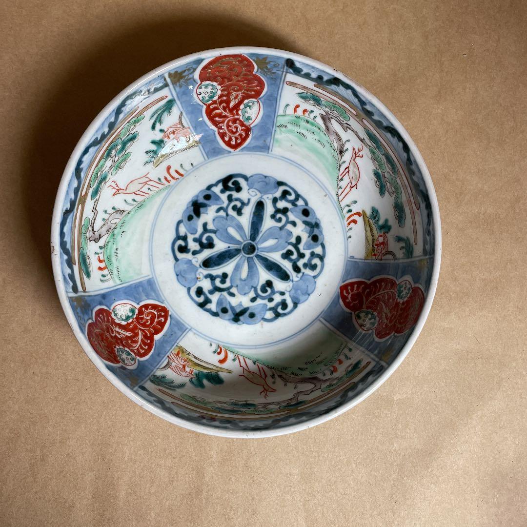 鉢2点　【m142 二重高台　伊万里　骨董　レトロ　深鉢　呉須色絵　染付】