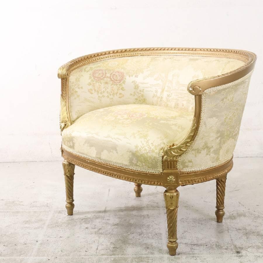 値下西武百貨店 フランス 19世紀 ルイ16世様式木彫アームチェア アンティーク