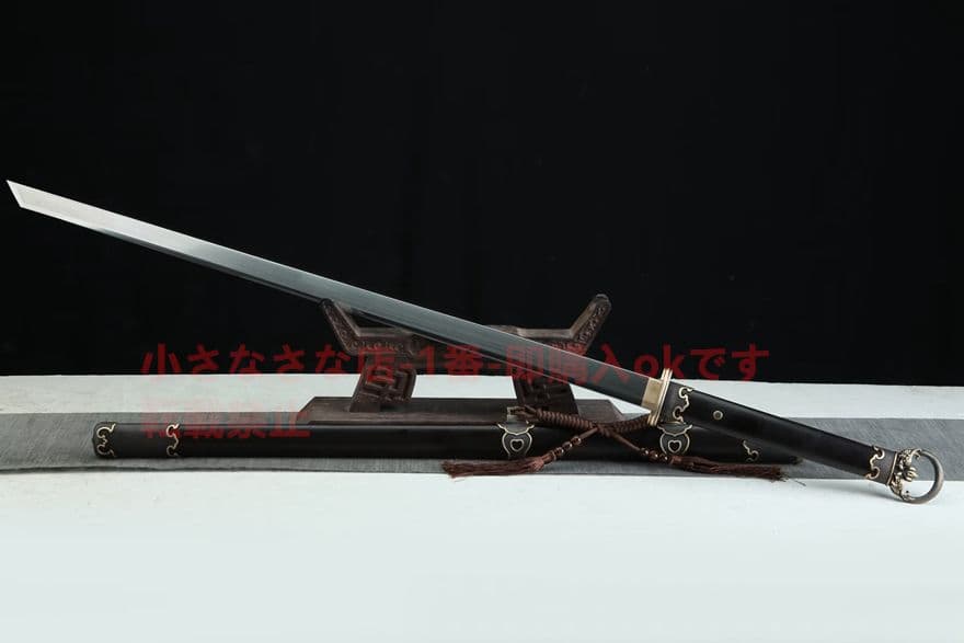 28寸銅装双龍環首唐刀（黒檀金）古兵器 武具　刀装具　日本刀模造刀 居合刀 長尺