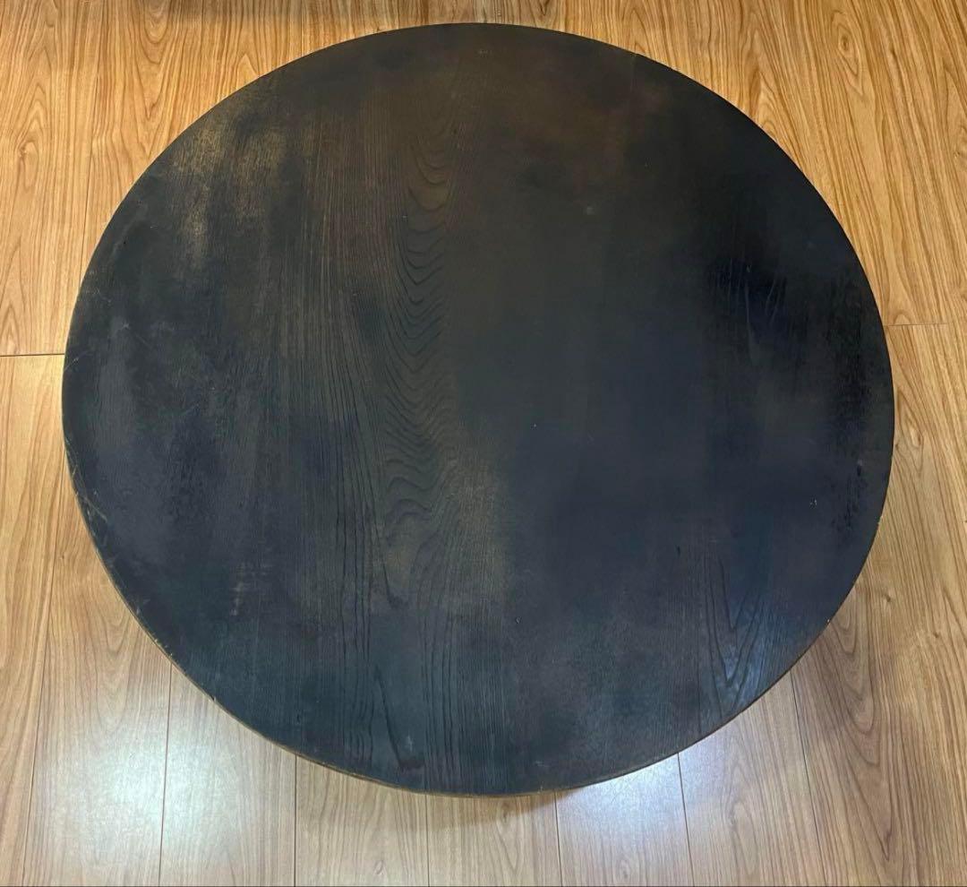 黒い円形座卓レトロ昭和