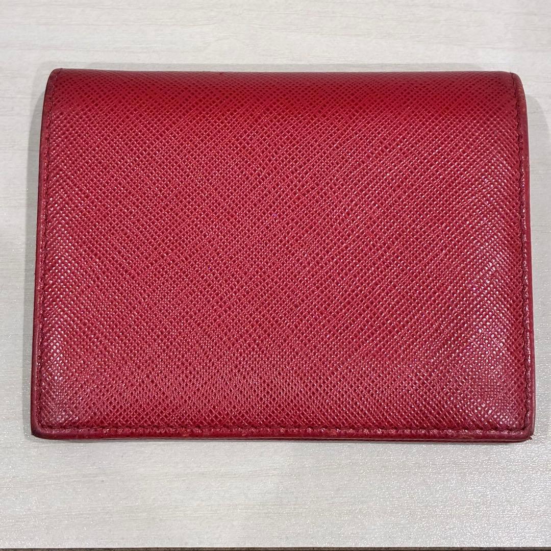 PRADA サフィアーノレザー 二つ折り財布 マルチカラー 赤