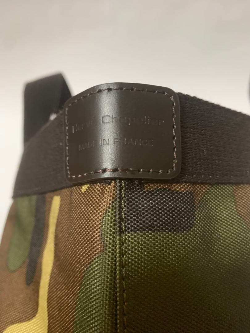 エルベシャプリエ 707c ノワール　舟形 トートバッグ M迷彩柄