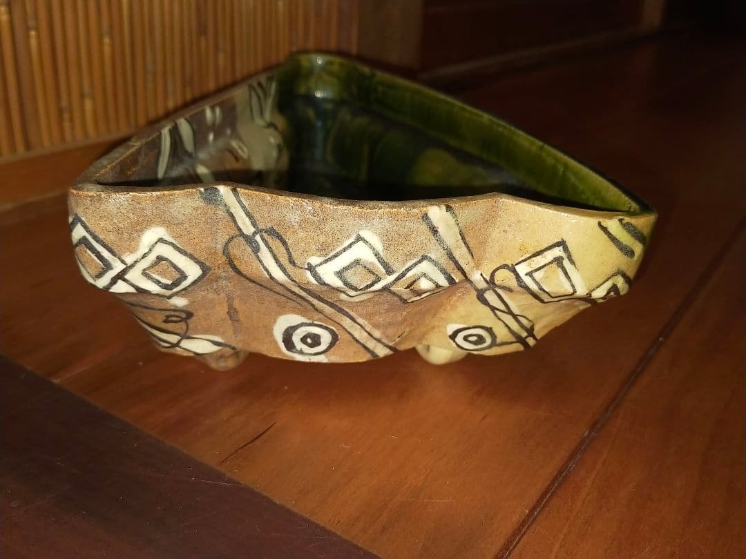 ♥織部　大きな　向付　鉢　菓子鉢　骨董　古玩