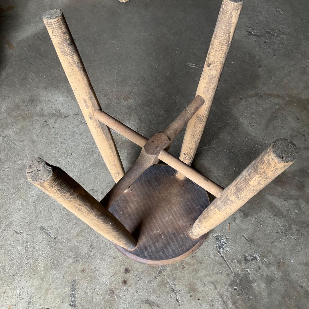 北欧風　丸椅子　アンティーク　スツール　木製　レトロ　古道具　ヴィンテージ