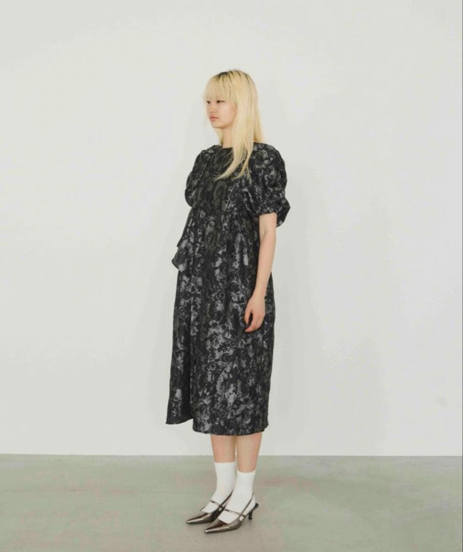 【美品】ANDRESD bubble sleeve jacquard dress