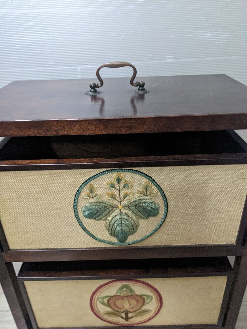 ミニチェスト 小物入れ 昭和レトロ 小引き出し アンティーク　刺繍チェスト