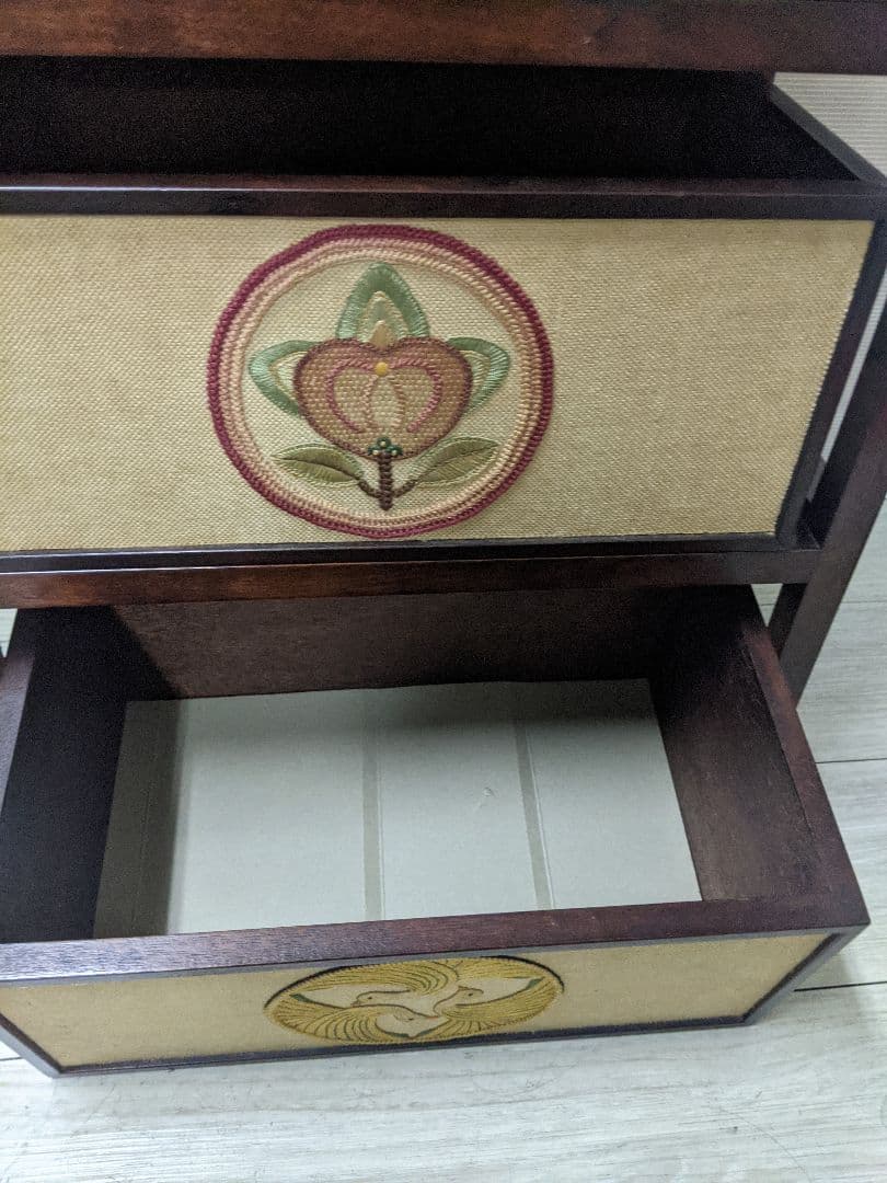 ミニチェスト 小物入れ 昭和レトロ 小引き出し アンティーク　刺繍チェスト