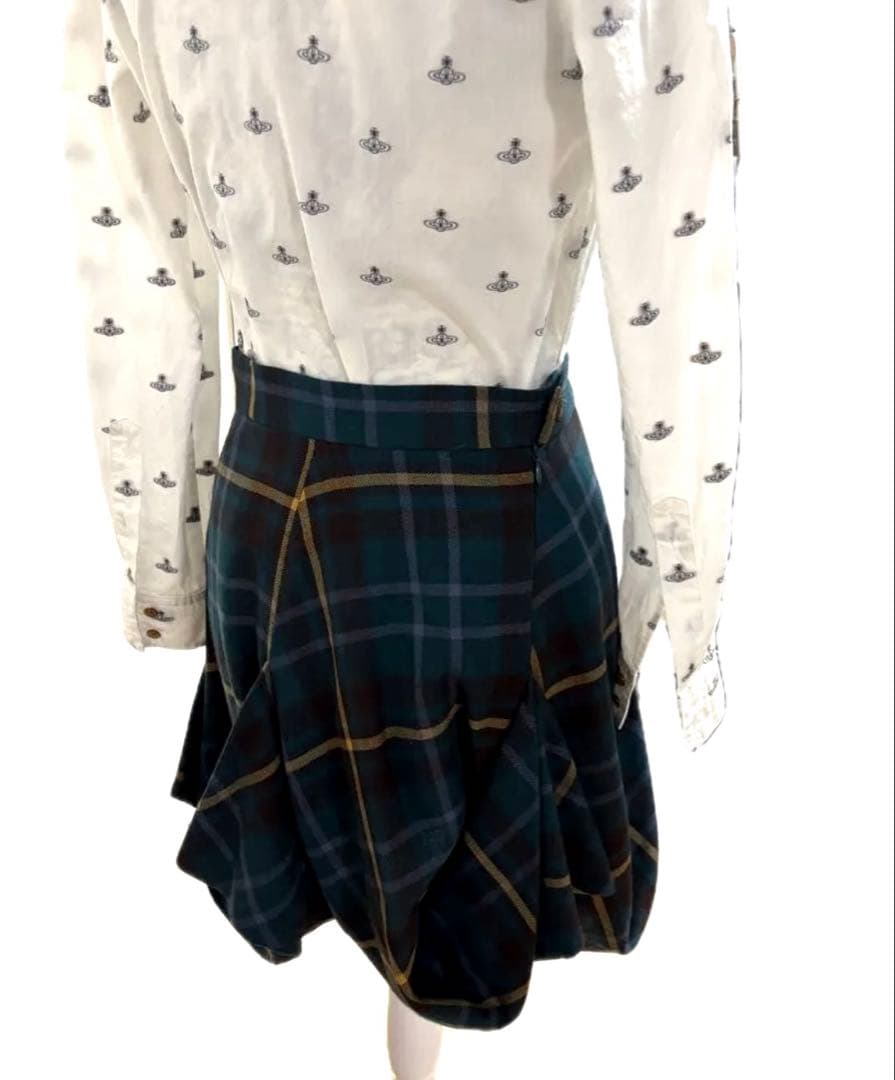 ☆ヴィヴィアンウエストウッド アシメン変形 チェック柄 スカート オーブボタン